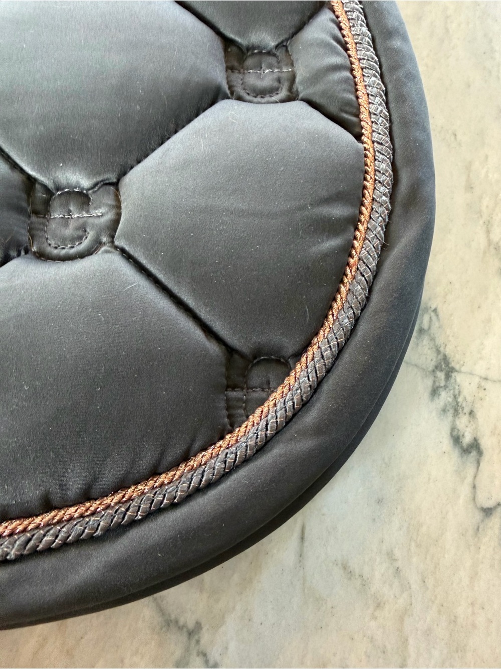 Equestrian Stockholm Quilted Saddle Pad in Dark Grey with Rose Gold Trim - Picture 8 of 14